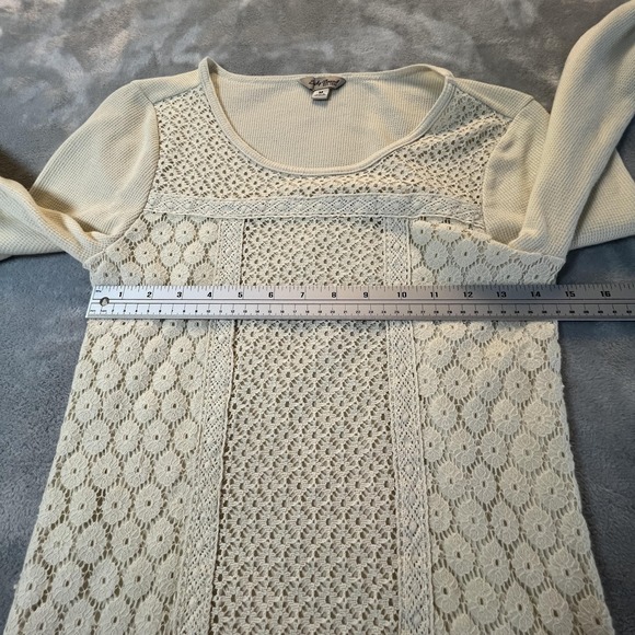 Vintage Lucky Brand Y2K Fairy Grunge Top Womens M Ivory Lace Stretch Layering - Picture 8 of 12